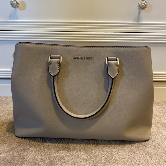 Michael Kors Savannah Large Saffiano Leather Satchel in Cement - Picture 5 of 5